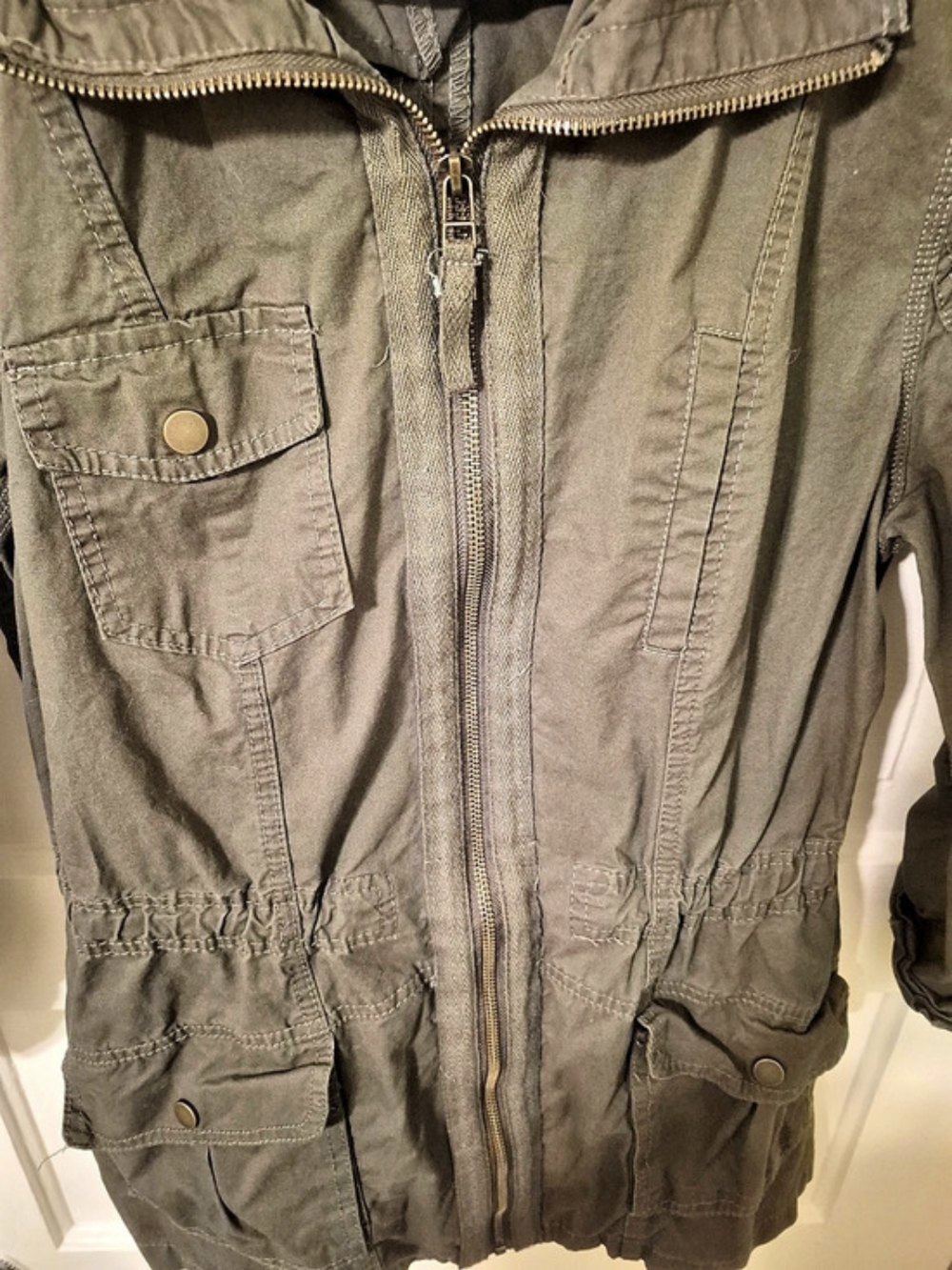 Ashley By 26 International Embroidered Utility Jacket Olive M 18.5” PTP - Picture 5 of 10